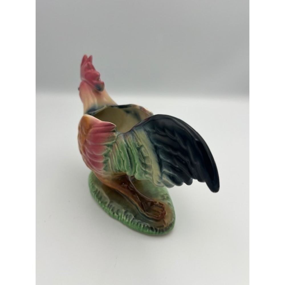 Vintage Ceramic Rooster Planter Hand Painted Farmhouse Figurine Multicolored - Picture 10 of 13